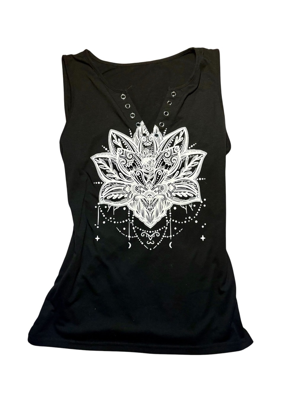 Y2K yoga lotus flower lily pad print tank top
